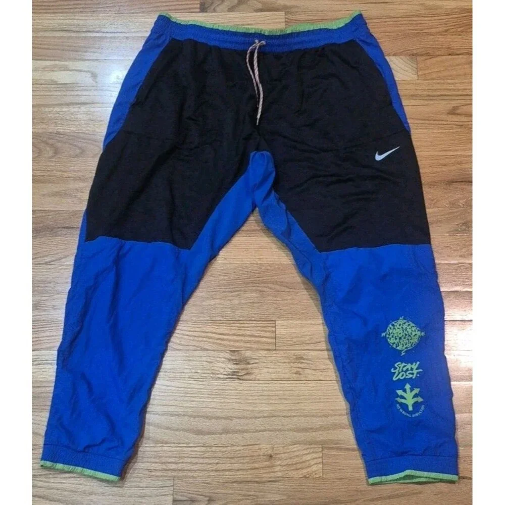 Nike Phenom Elite Wild Run Knit Running Pants Royal Blue Black Neon Men's 2XL